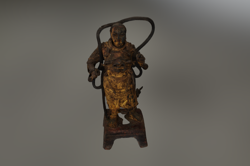 明铜鎏金戎装真武站像