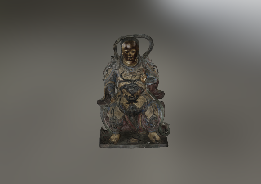 明铜鎏金彩绘戎装真武坐像