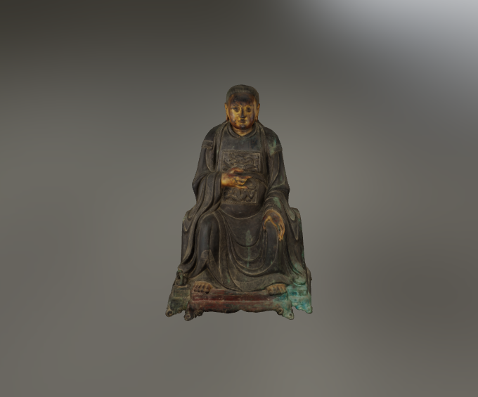 明万历款铜鎏金彩绘戎装真武坐像