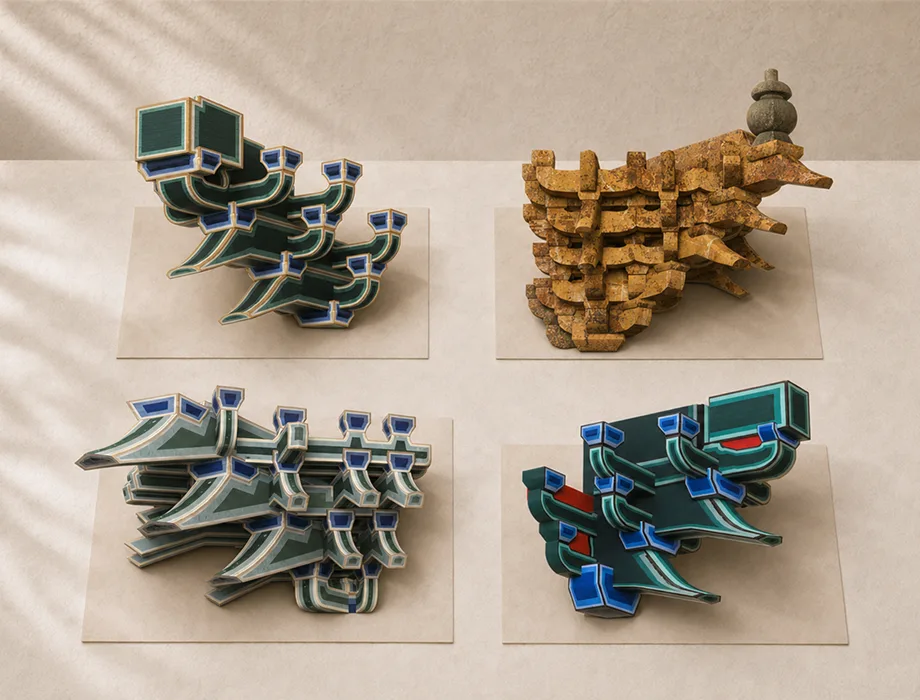 武当建筑彩绘、器物、碑刻与纹样创作元素